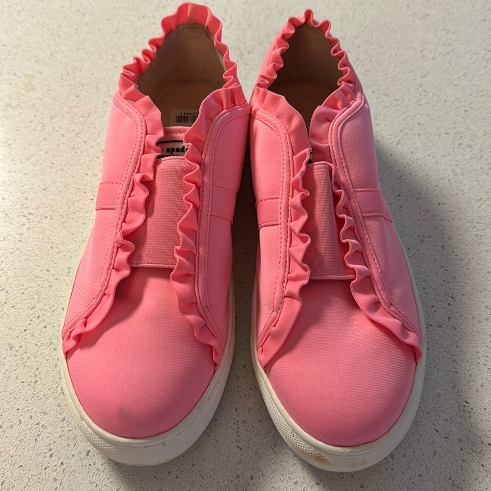 🍍 Kate Spade Women Casual Slip On Ruffled Sneakers Lance Neon Pink🍍7.5🍍I2